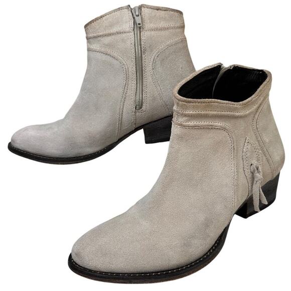 Rebels Beige Suede Nubuck Leather Zip Booties Women Sz 8.5 Rare Western Bohemian - Picture 1 of 16